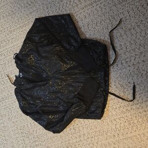 Zyia Active Jade Black Animal Print Shiny Bomber Windbreaker Zip Up Jacket XS